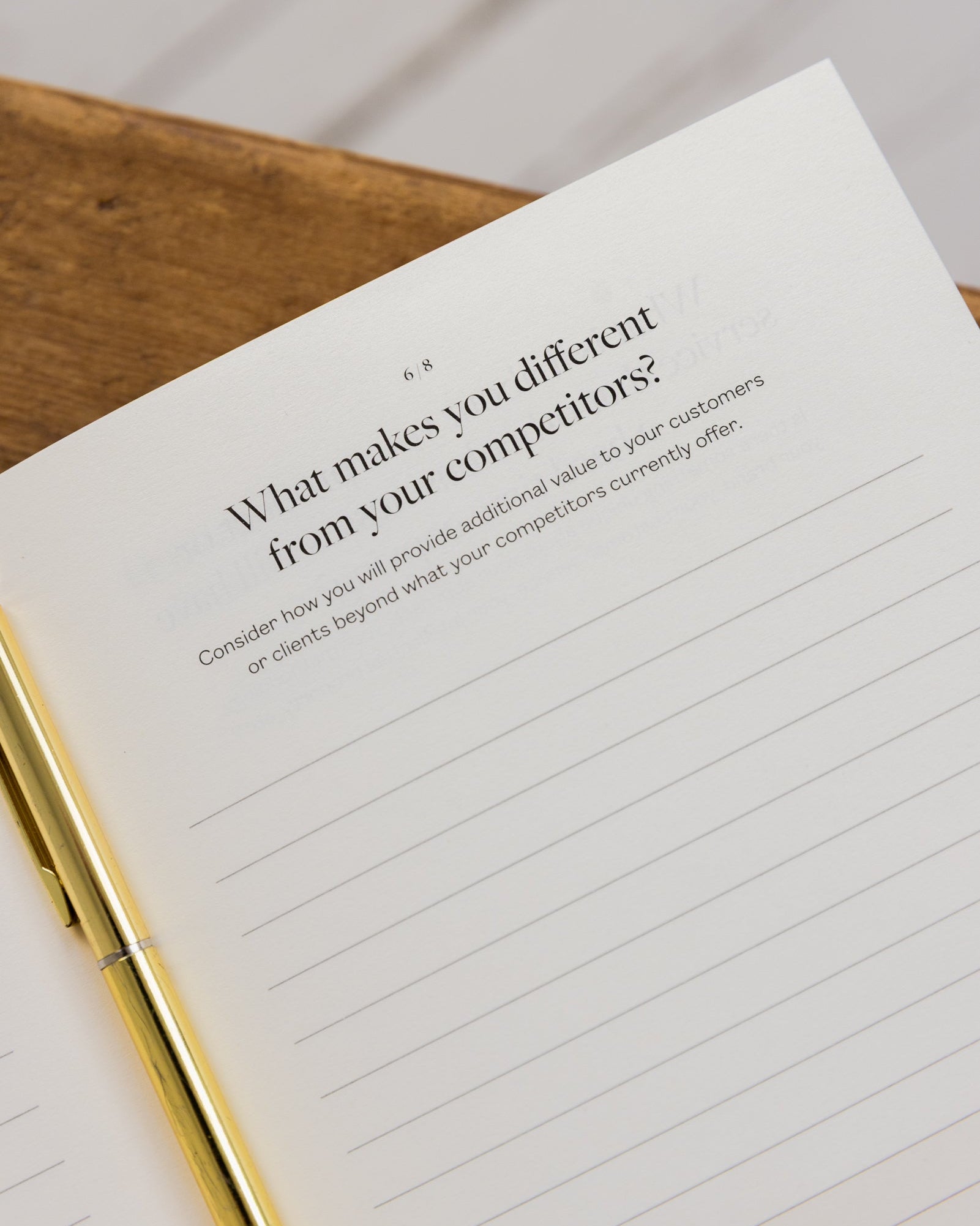 Example question and prompt from Bedside Business Plan guided journal